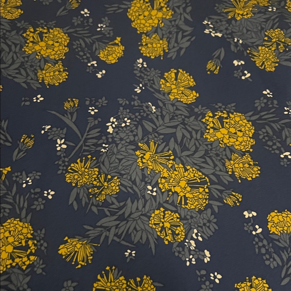 Modcloth Navy Blue Short Sleeve Floral Blouse with Mustard Accents - Picture 7 of 7